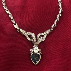 Silver plated blue sapphire necklace